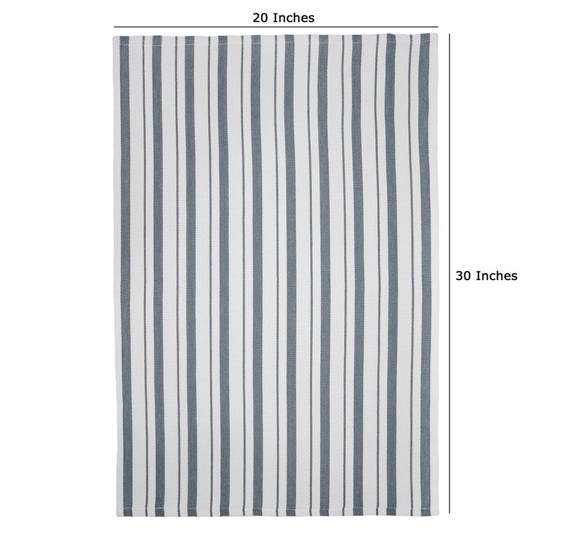 COTTON CRAFT - 4 Pack - Basket Weave Kitchen Towels - Grey - Cotton - Oversized 20x30 - Modern Clean Striped Pattern - Convenient Hanging Loop - Image 2